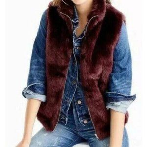 J. Crew Burgundy/Maroon Faux Fur Vest ///  Large